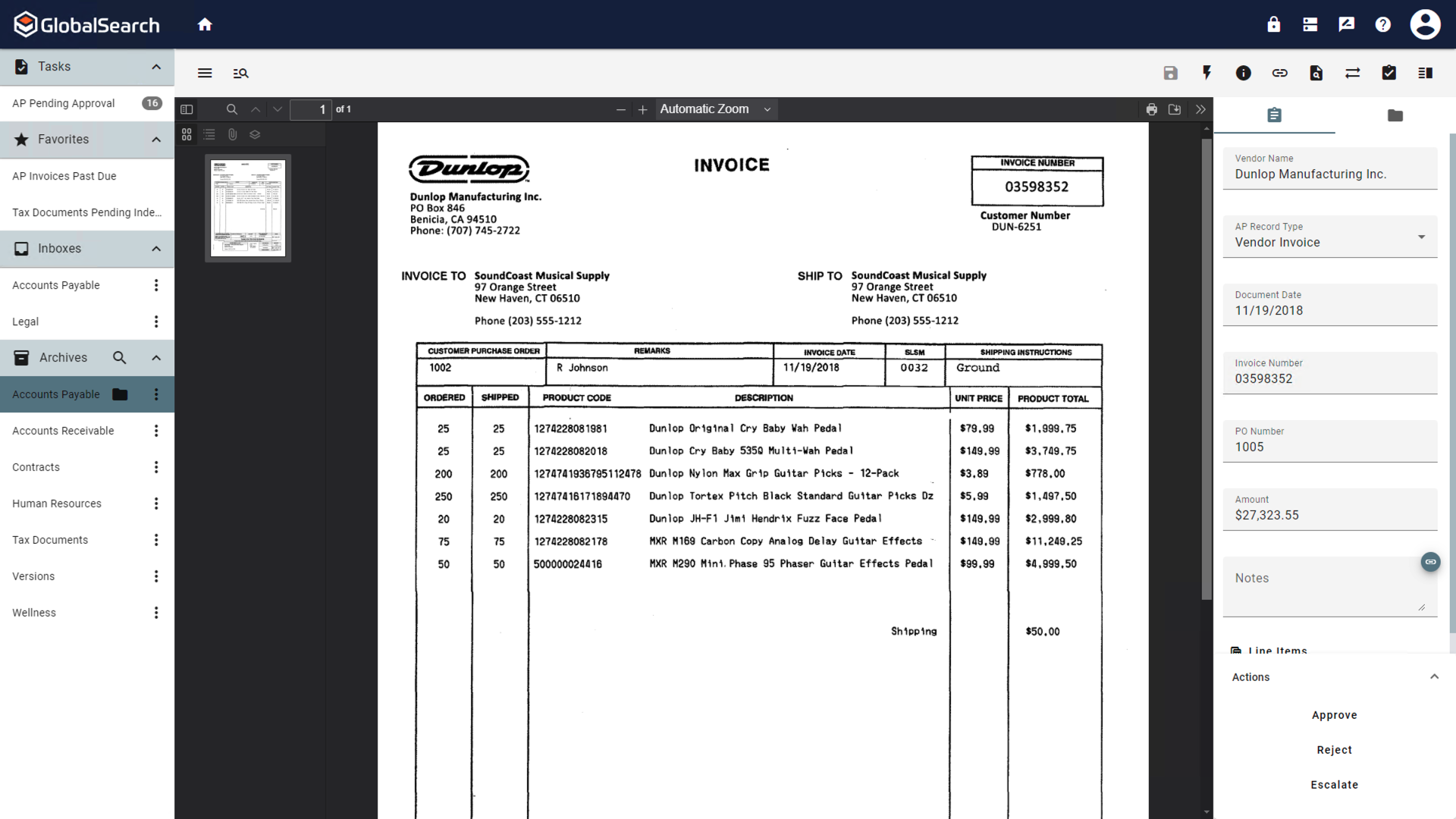 Document displayed in the GlobalSearch Go document viewer. 