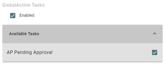 GlobalAction available tasks lists.