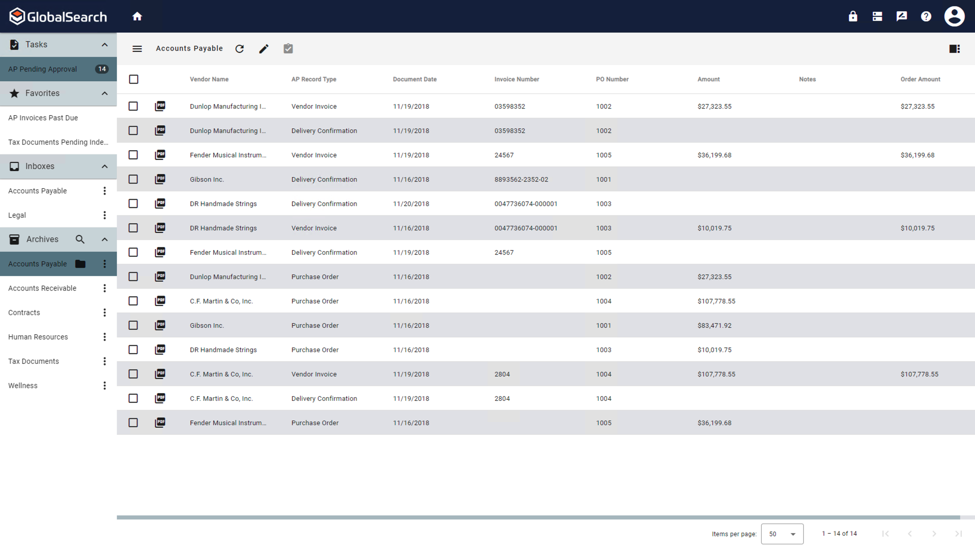 Documents waiting action in a GlobalAction workflow.