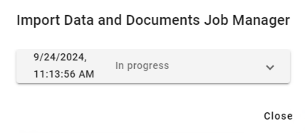 Import In Progress Job Manager Message.