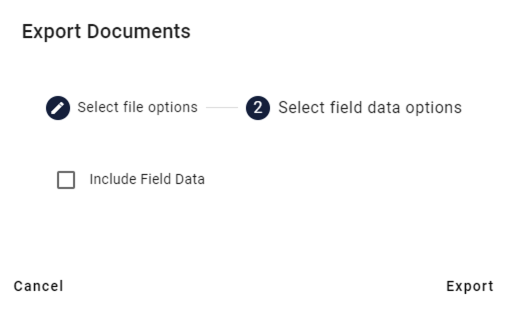 Export Documents select field data options.