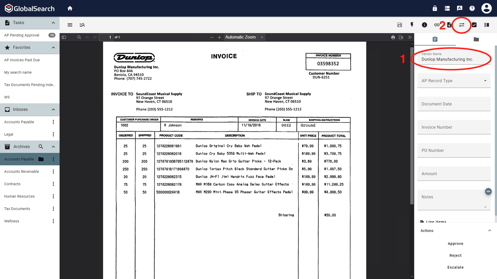 Data in a single index field and then executing the data xchange.