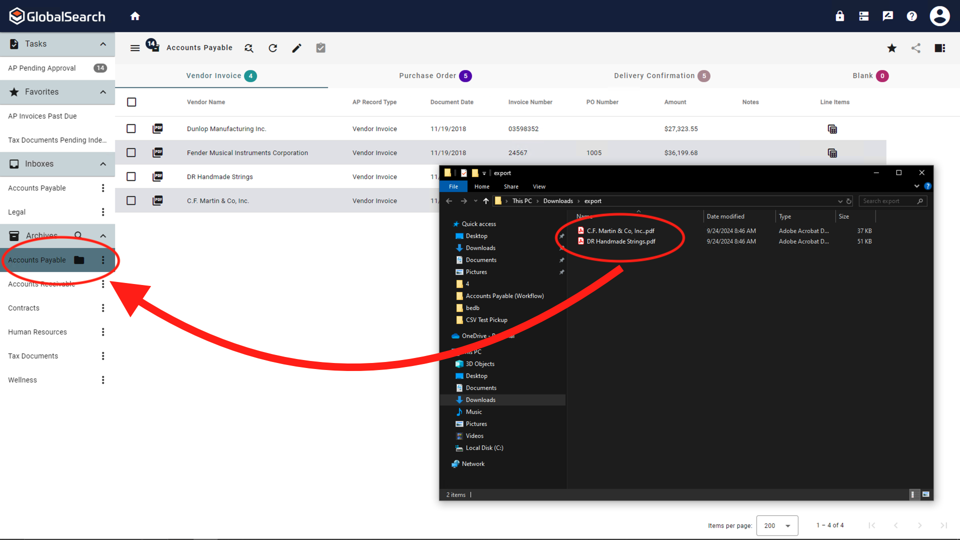 select one or more files and drag them to the desired archive for indexing.